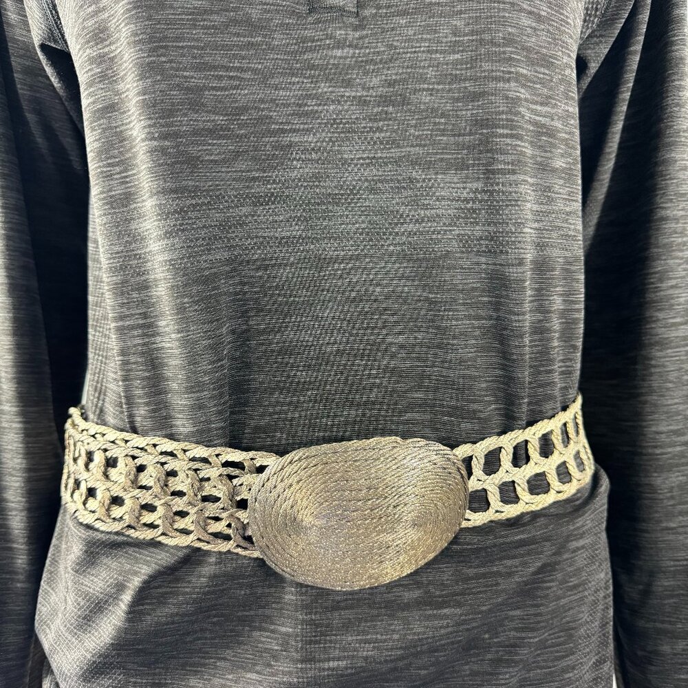 Unique Vintage Silver-Tone Metal Mesh Handmade Waist Belt